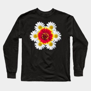 zinnia blossom daisy flower blooms flowerpattern Long Sleeve T-Shirt